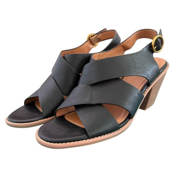 Eurosoft Terrie Block 3" Heel Sandal Wide Strap Leather w/Gold Buckle Accent-11 - Picture 1 of 7